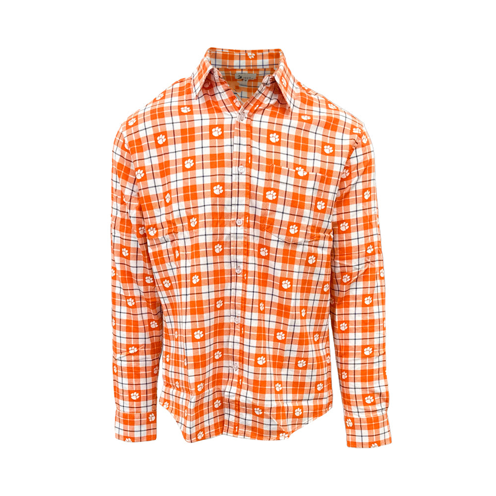 Clemson Jack and Sage AOP Long Sleeve Flannel Shirt