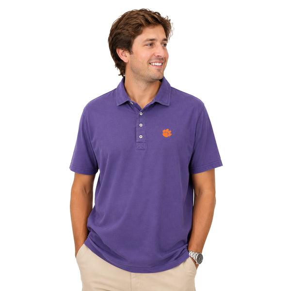 Clemson Johnnie-O Coastal Wash Polo - PURPLE