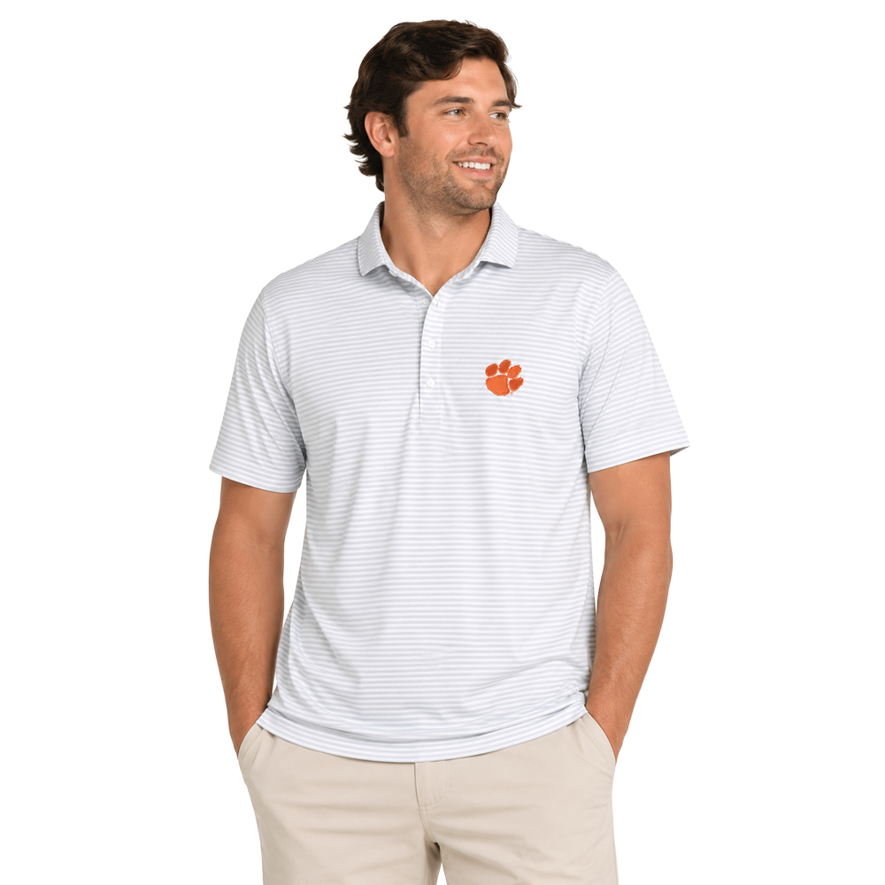 Clemson Johnnie-O Grey Stetsons Polo - LT GREY