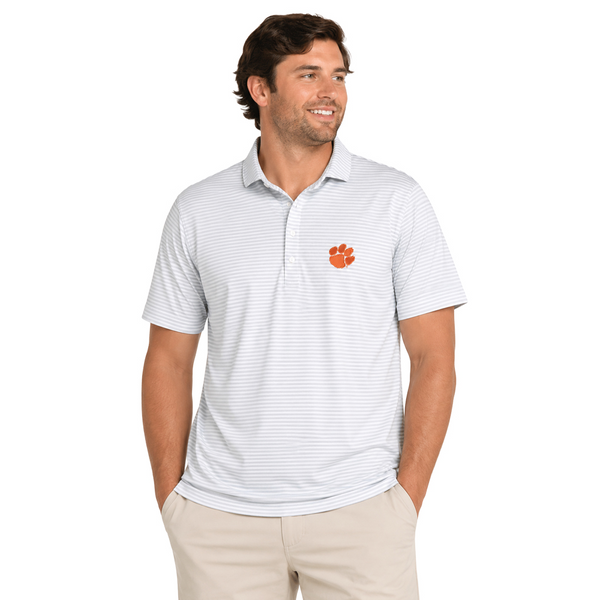 Clemson Johnnie-O Grey Stetsons Polo - LT GREY