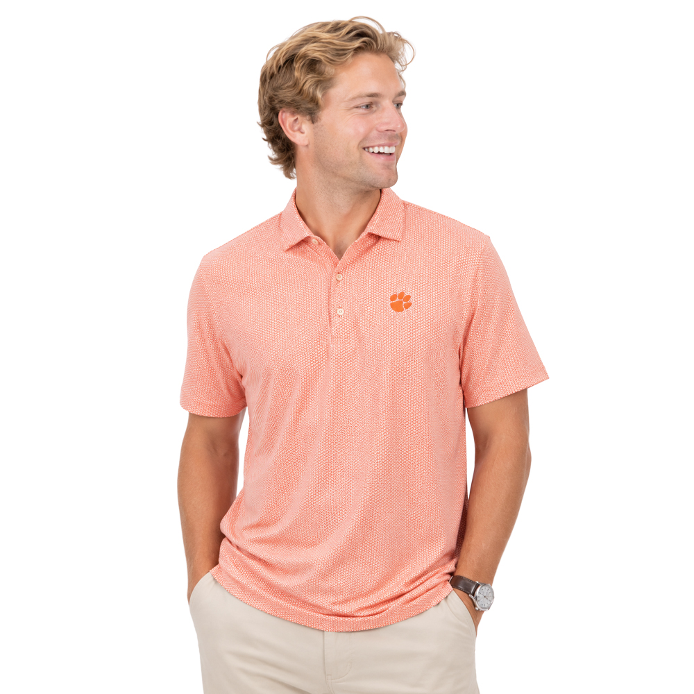 Clemson Johnnie-O Hex Polo - ORANGE