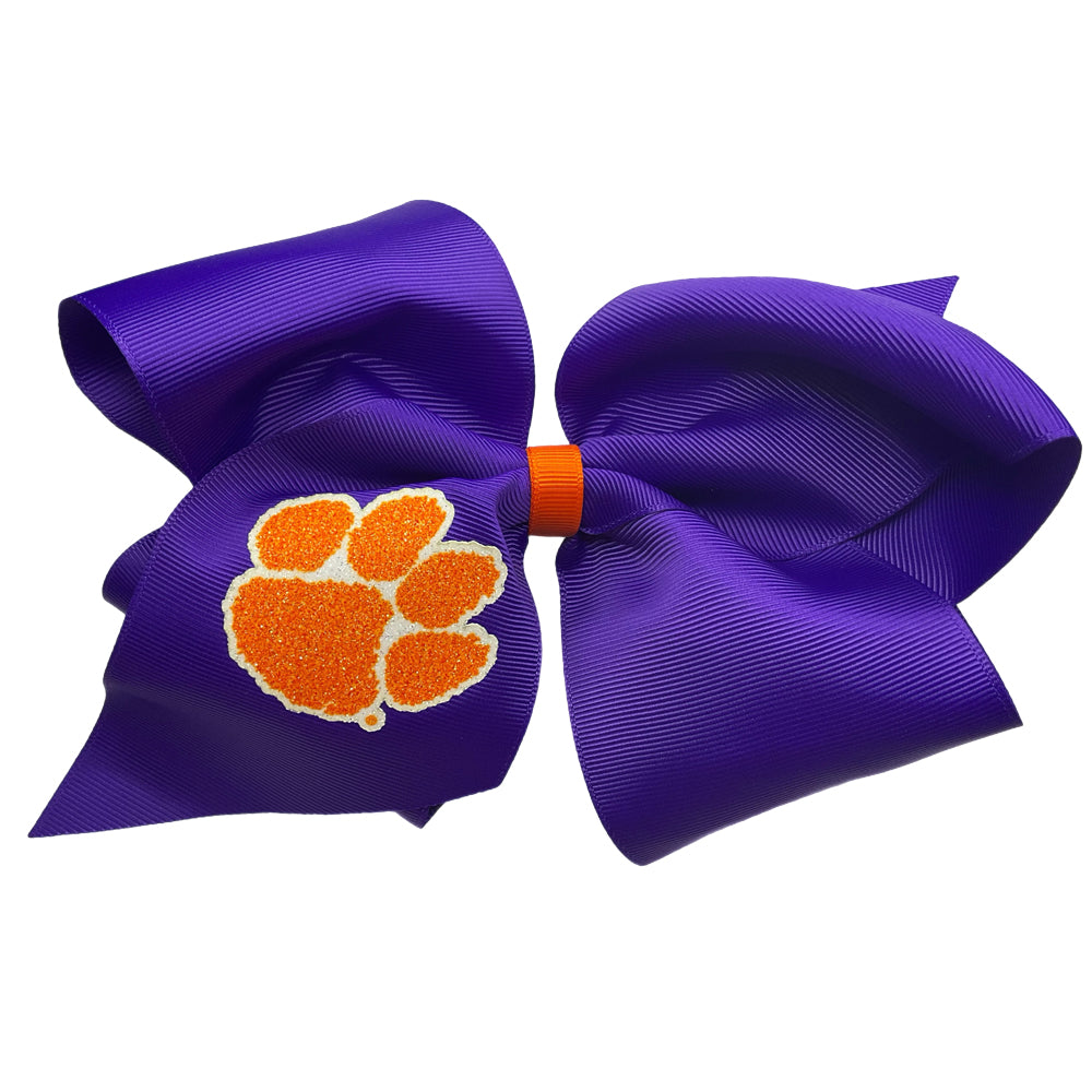 Clemson Jumbo Glitter Bow