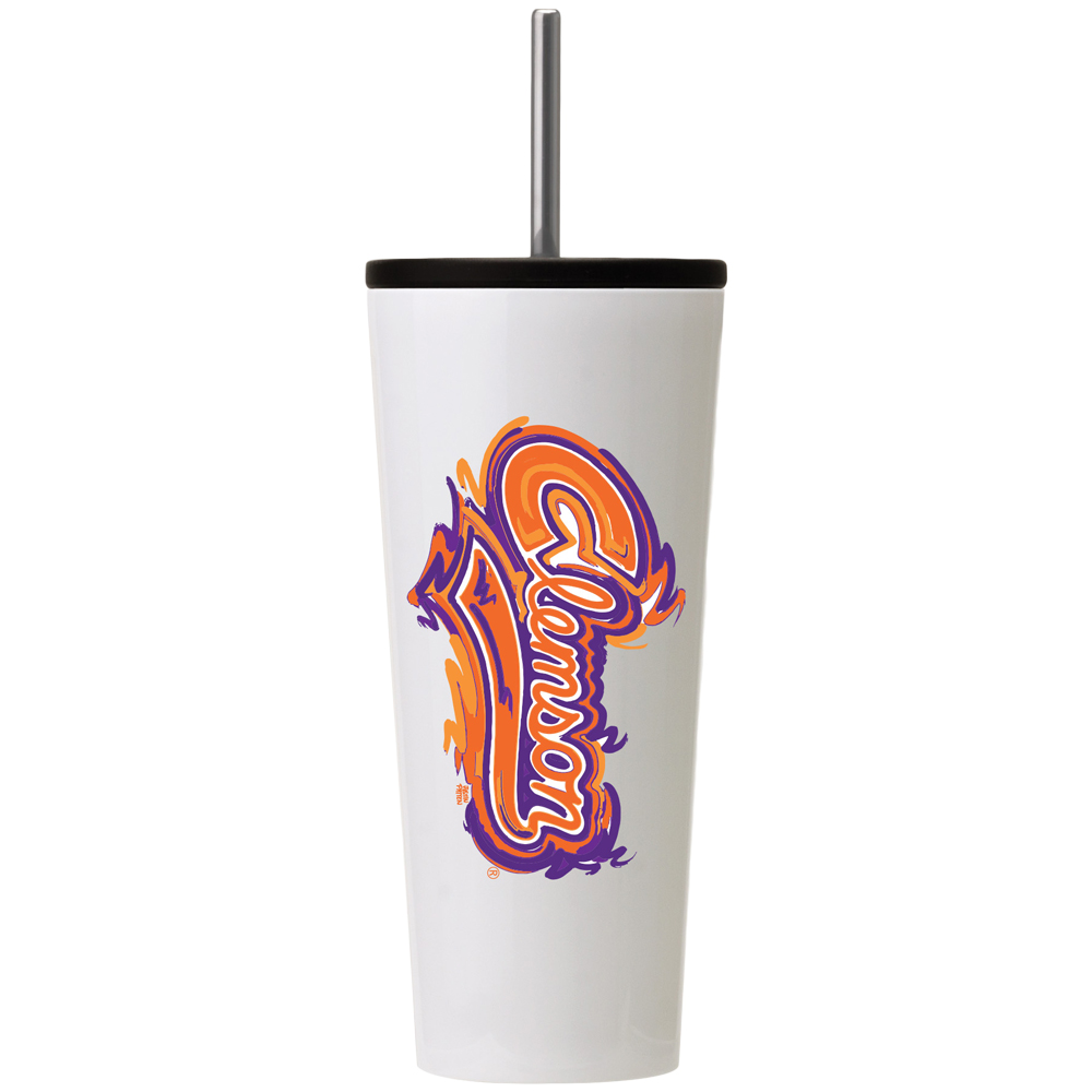 Clemson Justin Patten Corkcicle Tumbler - WHITE