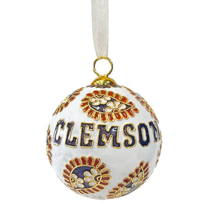 Clemson Kitty Keller Paisley Ornament  - WHITE