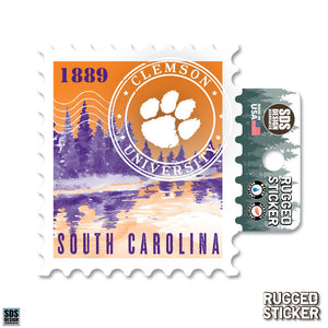 Clemson Lake Stamp Rugged Decal