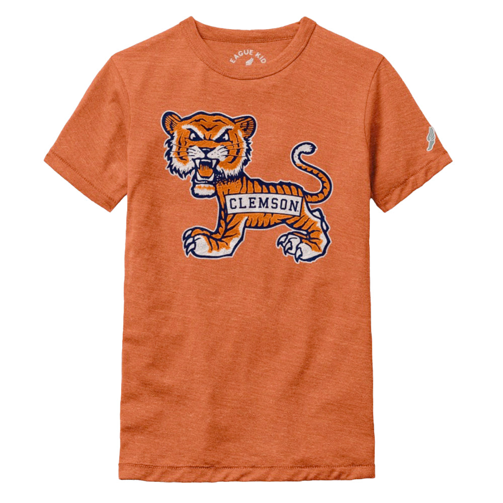 Clemson League Kids Old School Tiger Tee - ORANGE