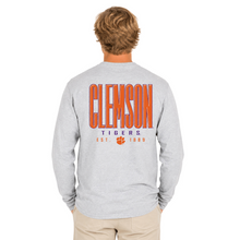 Clemson League Long Sleeve Pocket Tee - LT GREY