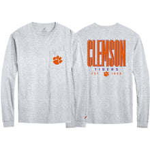 Clemson League Long Sleeve Pocket Tee - LT GREY
