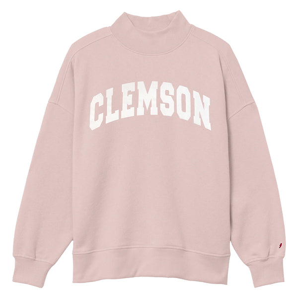 Clemson League Women’s Diana Arch Mock Neck Sweatshirt - PINK