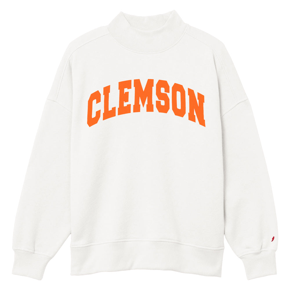 Clemson League Women’s Diana Arch Mock Neck Sweatshirt - WHITE