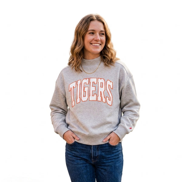 Clemson League Women’s Diana Arch Tigers Mock Neck Sweatshirt - GRY HEA