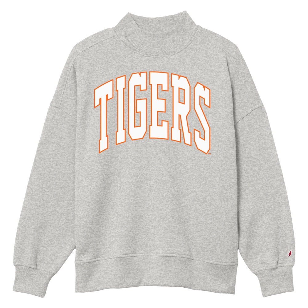 Clemson League Women’s Diana Arch Tigers Mock Neck Sweatshirt - GRY HEA