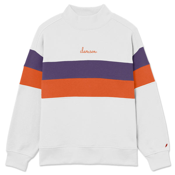 Clemson League Women's Gameday Striped Mock Neck Sweatshirt - MULTI