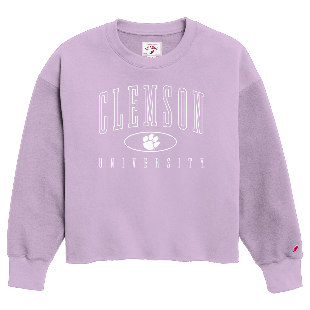Clemson League Women’s Reverse Fleece Midi Top - LT PURPLE
