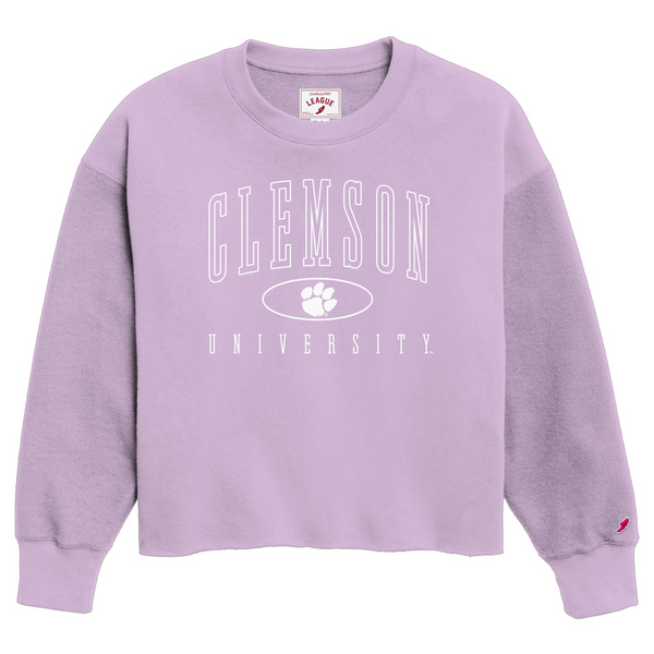 Clemson League Women’s Reverse Fleece Midi Top - LT PURPLE