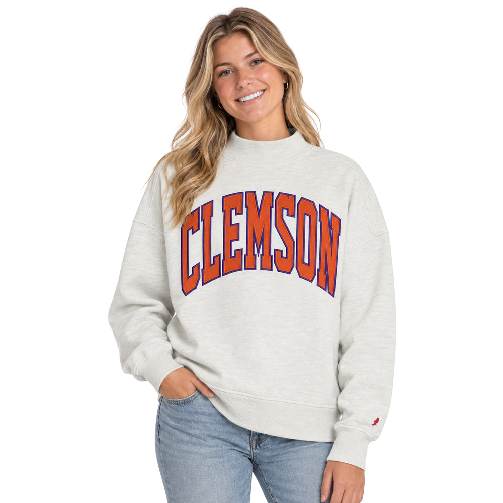 Clemson League Women's Sewn-Over Diana Mock Neck Sweatshirt
