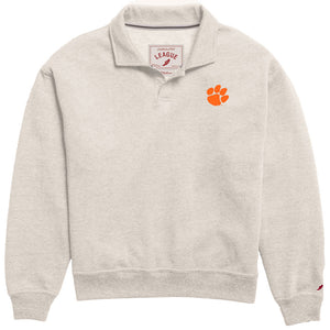 Clemson League Women's Victory Spring Collar Pullover  - WHITE