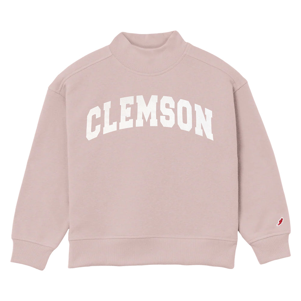 Clemson League Youth Diana Arch Mock Neck - PINK