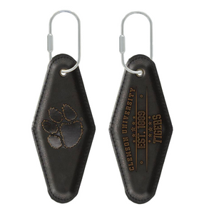 Clemson Leather Key Tag - BROWN