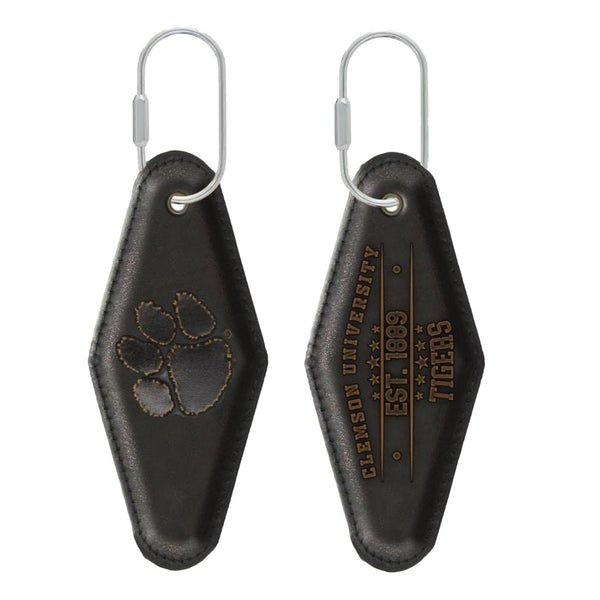 Clemson Leather Key Tag