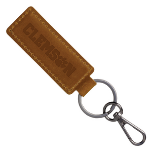 Clemson Leather Keytag - BROWN