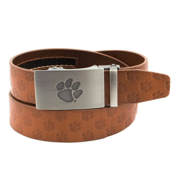 Clemson Leather Ratchet Belt - BROWN