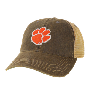 Clemson Legacy Old Faithful Trucker with Paw Cap - LT GREY