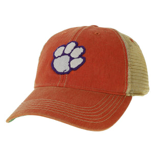 Clemson Legacy Old Faithful Trucker with Paw Cap - ORANGE