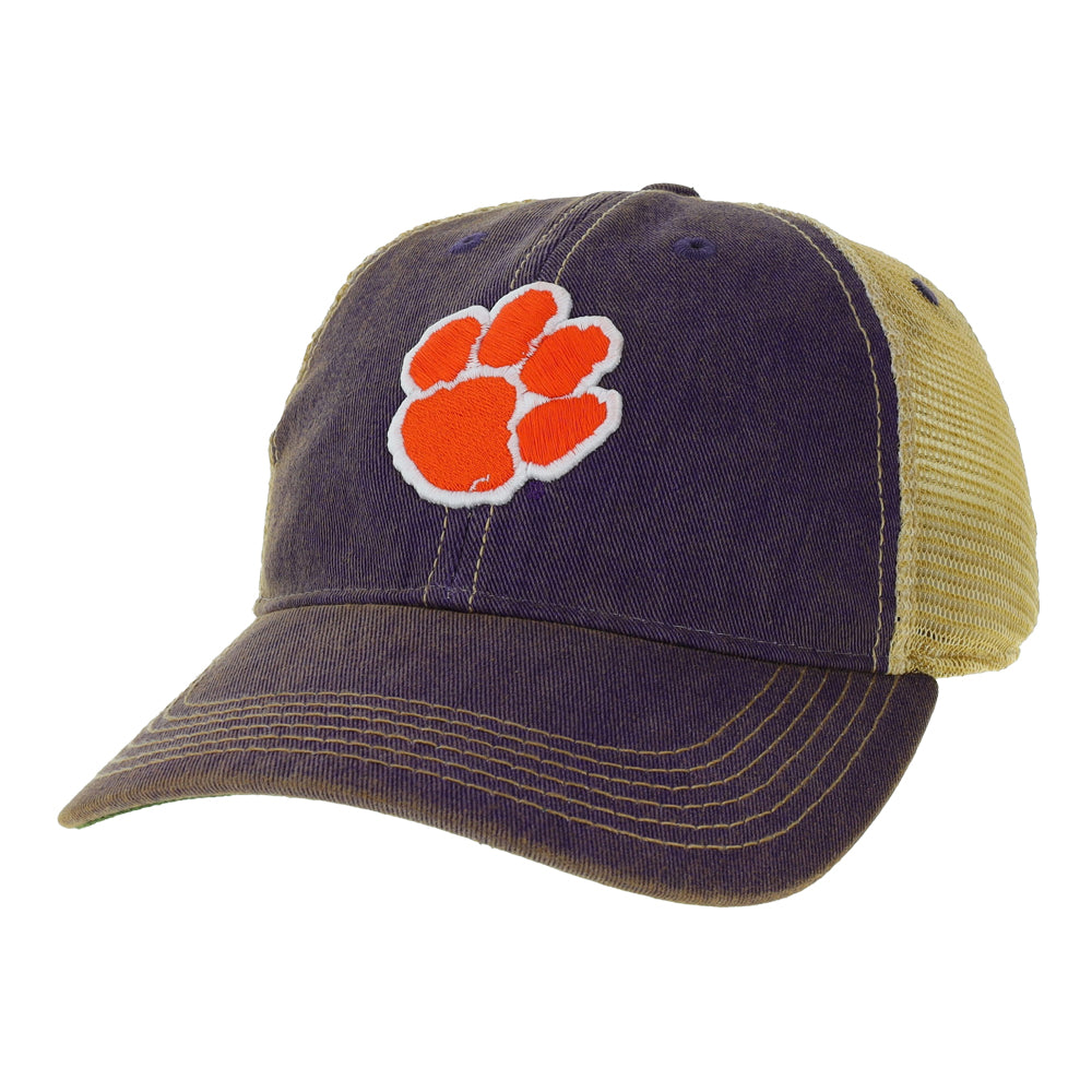 Clemson Legacy Old Faithful Trucker with Paw Cap - PURPLE