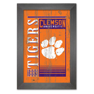 Clemson Legacy Wood Logo Card Framed Art