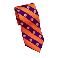Clemson Logo Stripe Silk Tie