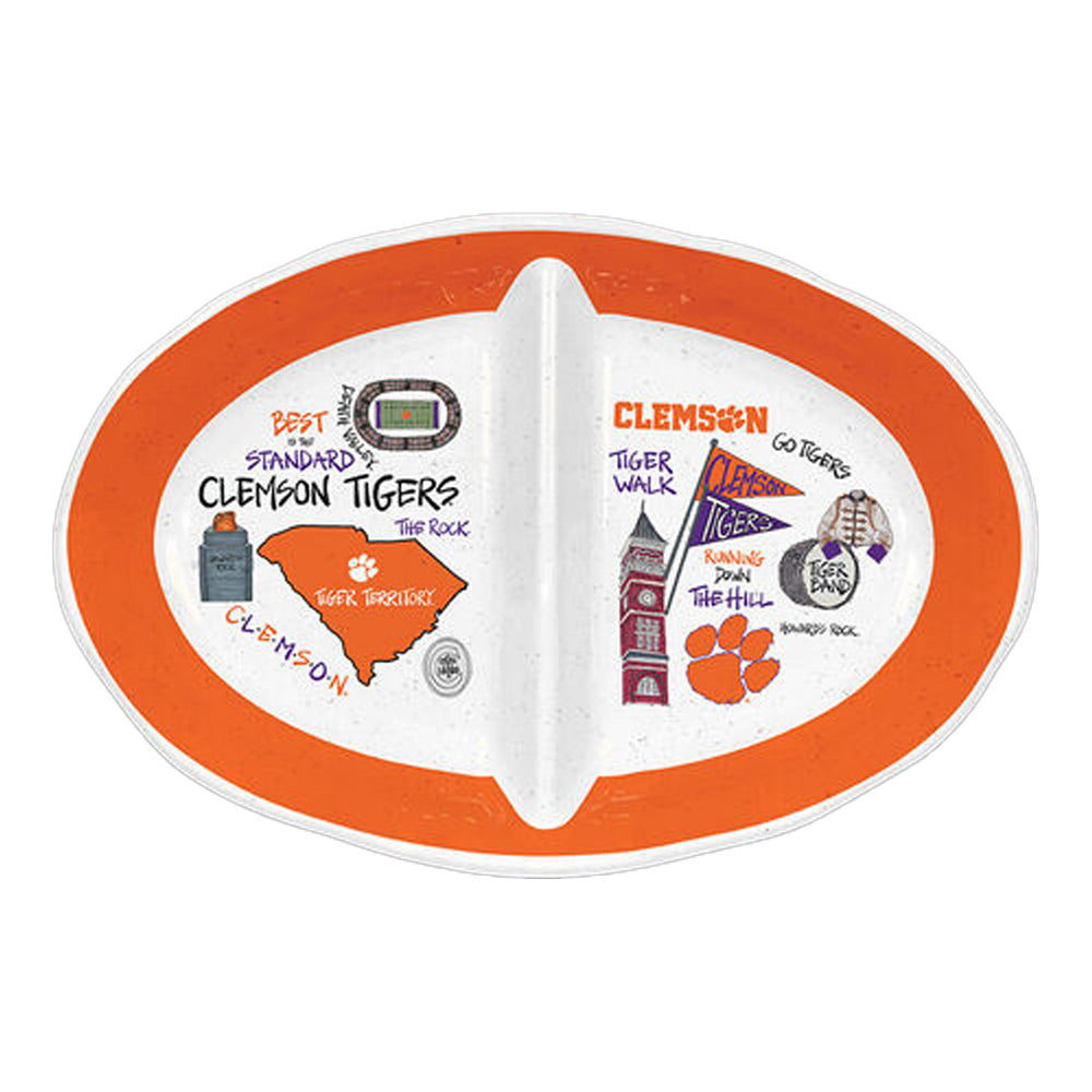 Clemson Magnolia Lane Melamine 2-Section Platter