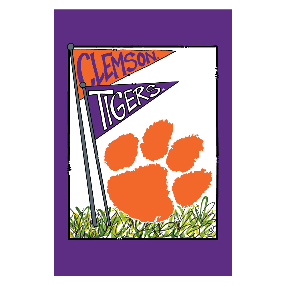 Clemson Magnolia Lane Paw Garden Flag - WHITE