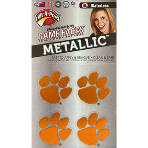 Clemson Metallic Face Tattoos