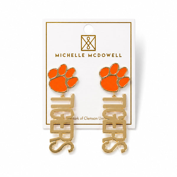 Clemson Michelle McDowell Paw Drop Earrings