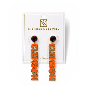 Clemson Michelle McDowell Purple Drop Earrings