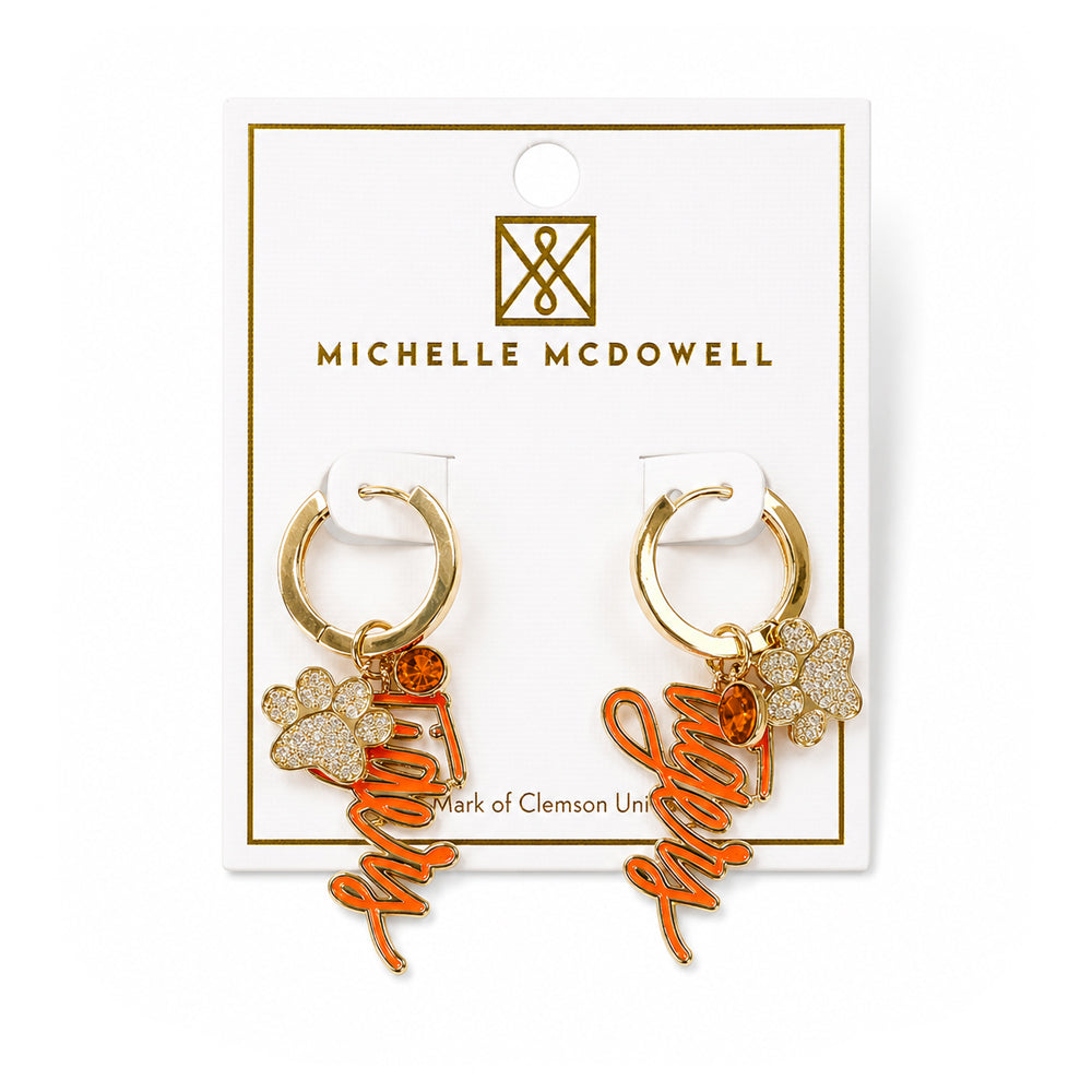 Clemson Michelle McDowell Tigers Dangle Earrings