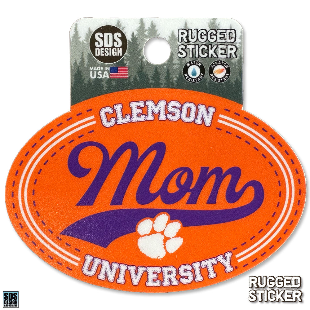 Clemson Mom Oval Rugged Decal