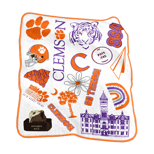Clemson Native Raschel Blanket - WHITE
