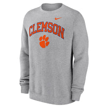 Clemson Nike Arch Over Paw Club Crewneck - MD GREY