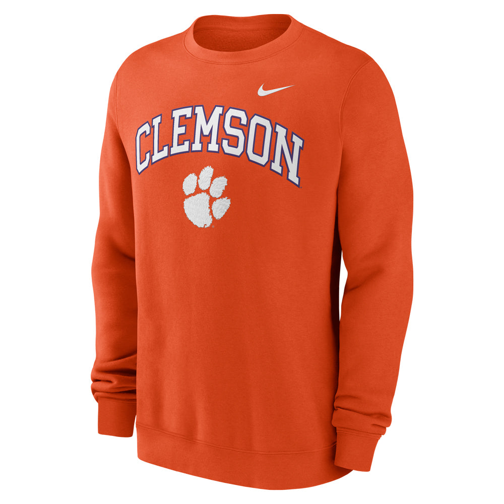Clemson Nike Arch Over Paw Club Crewneck