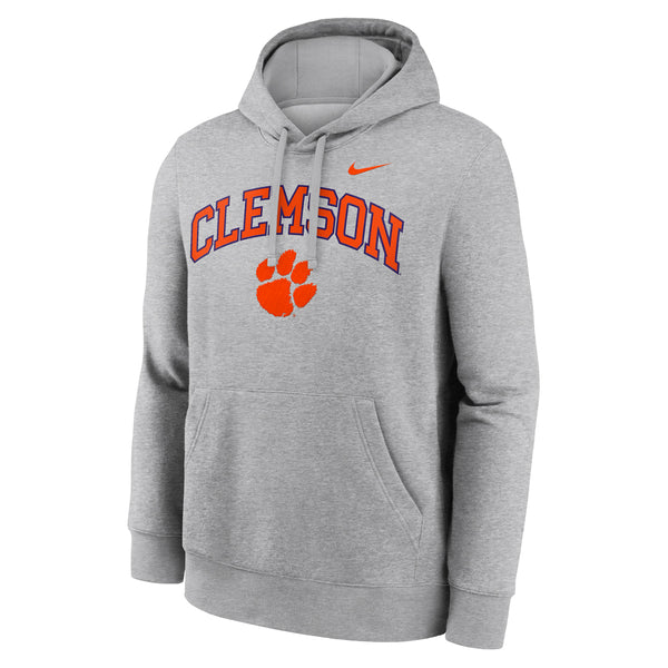 Clemson Nike Arch Over Paw Club Hoodie - MD GREY