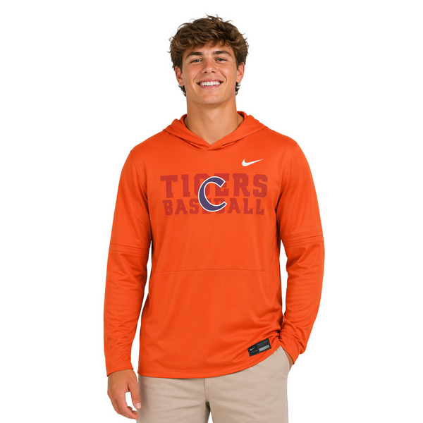 Clemson Nike Baseball Lightweight Hoodie Top - ORANGE