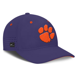 Clemson Nike Coaches SwooshFlex Paw Cap - PURPLE