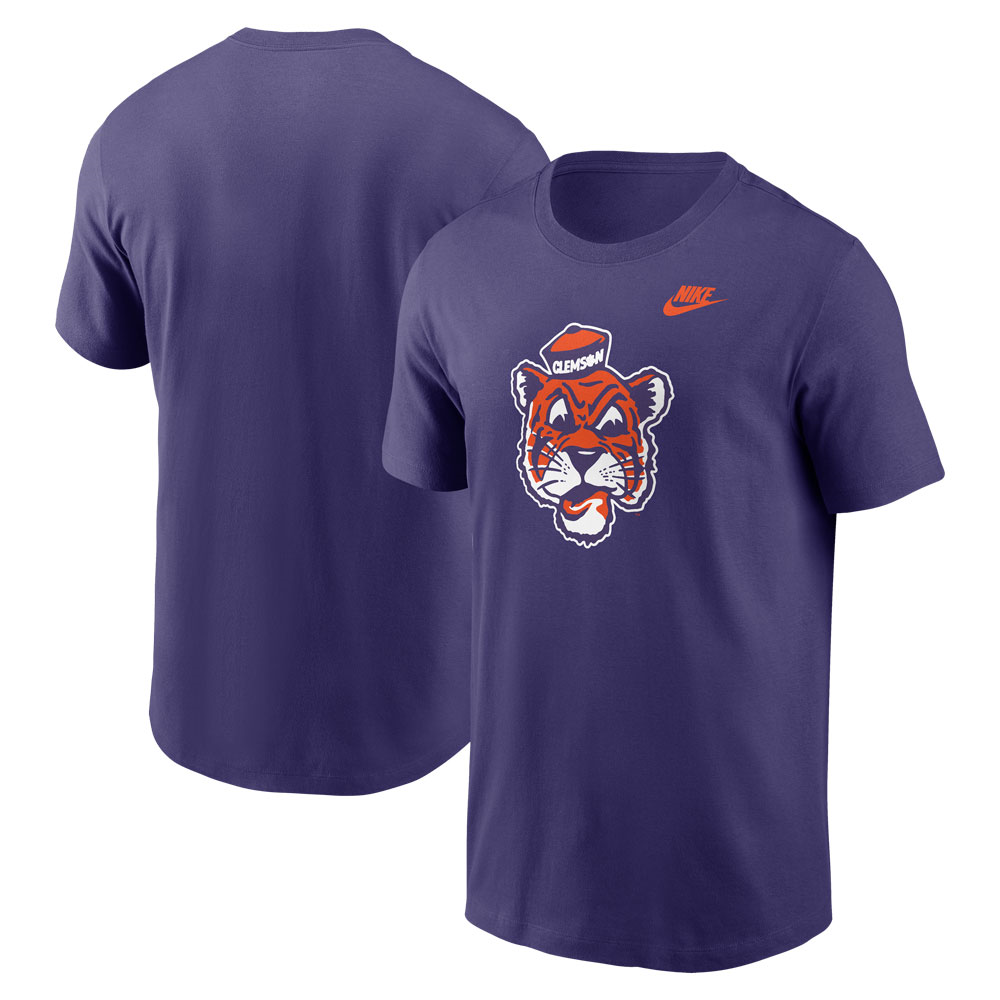Clemson Nike Cotton Vault Tiger Face Tee - PURPLE