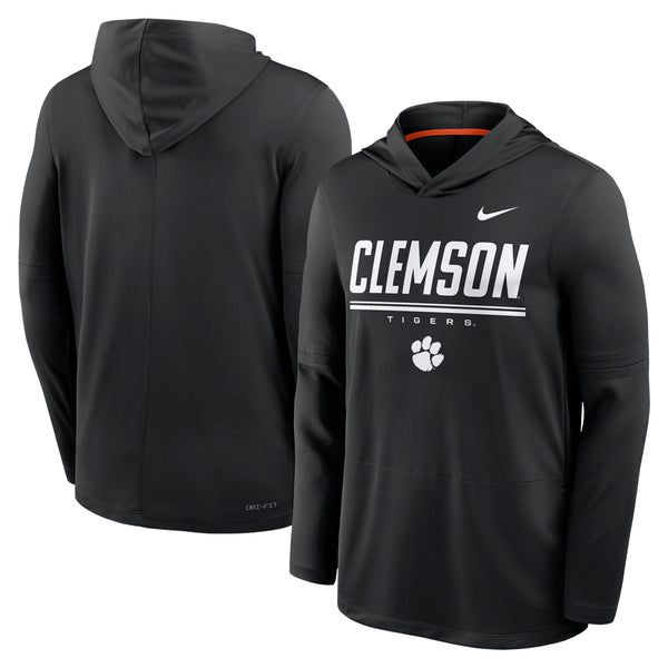Clemson Nike 2026 Sideline Lightweight Dri-FIT Long Sleeve Hoodie Top - BLACK