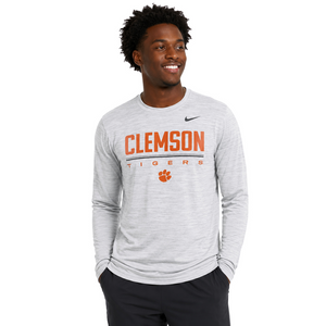 Clemson Nike Dri-FIT Long Sleeve Velocity Tee - WHITE