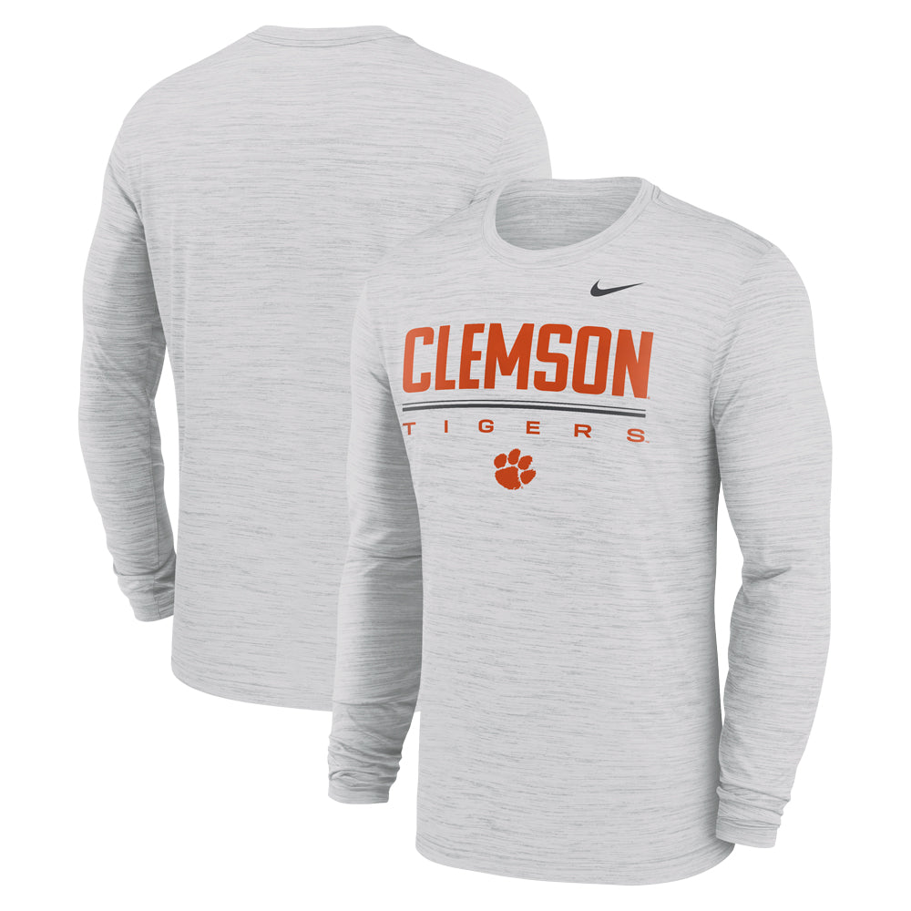 Clemson Nike Dri-FIT Long Sleeve Velocity Tee - WHITE