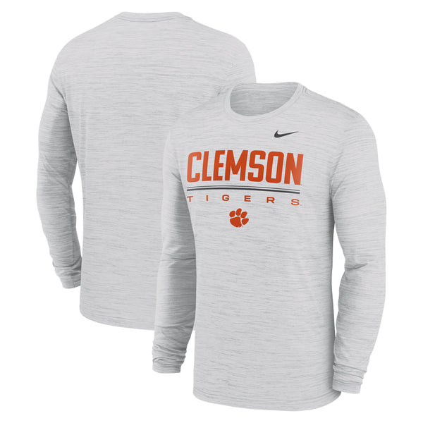 Clemson Nike Dri-FIT Long Sleeve Velocity Tee - WHITE