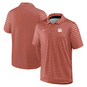 Clemson Nike Dri-FIT Coaches Premium Tour Stripe Polo - ORANGE
